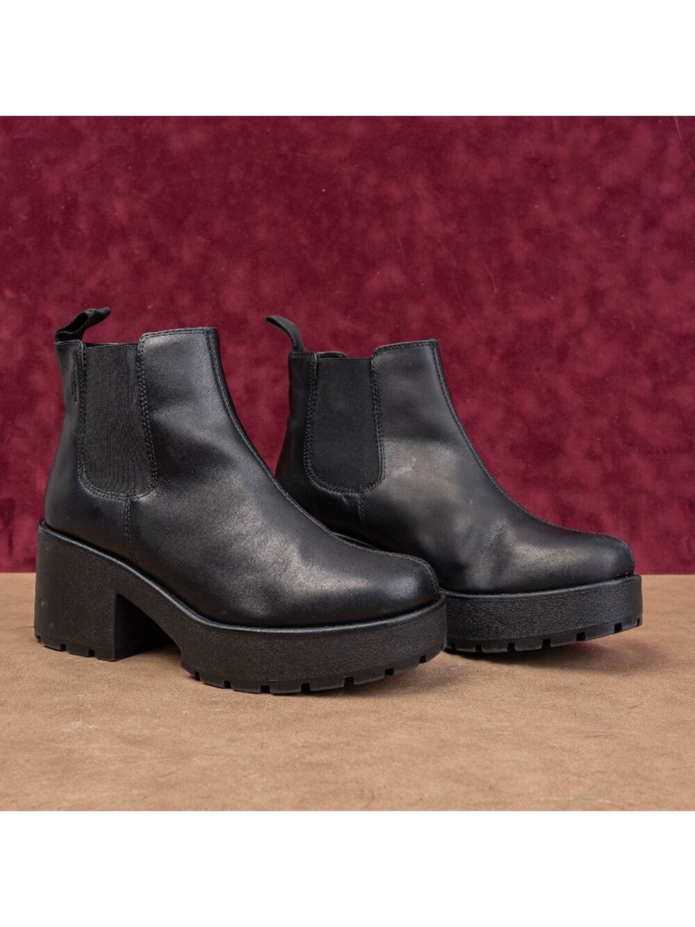 Vagabond Women Kenova Platform Black Leather Lug Festival Chunky Boots Sz 10